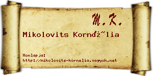 Mikolovits Kornélia névjegykártya